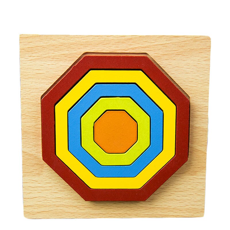 DIY 3D Wooden Puzzle Geometric Shape Jigsaw Intelligence Develop Montessori Educational Toys For Children Kids Baby: D