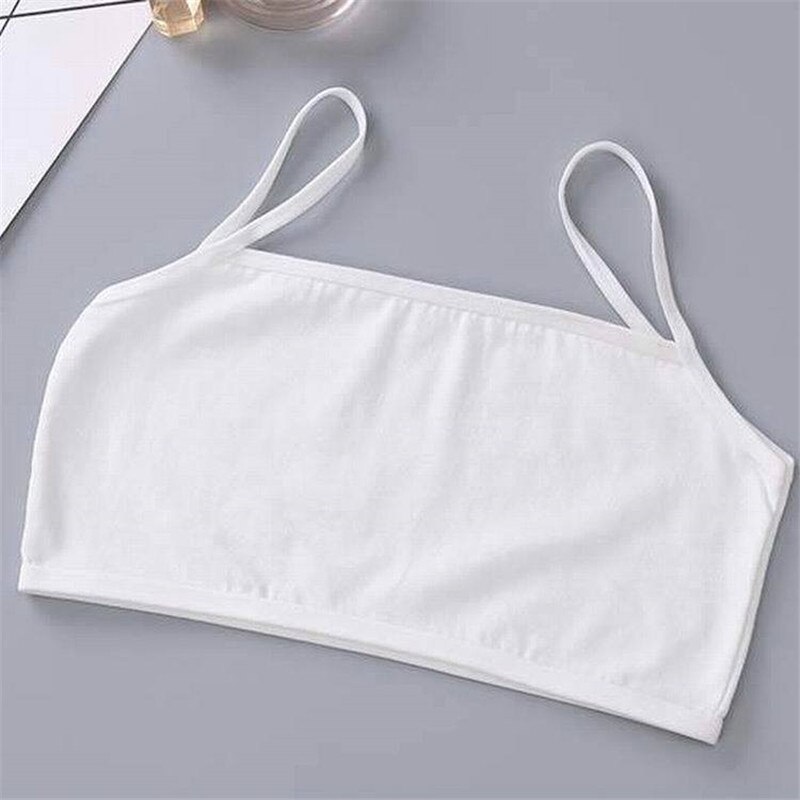 4pcs Girls Training Bras Young Girl Bra Cotton Teenage Underwear for Kids Summer Teens Puberty Clothing: white