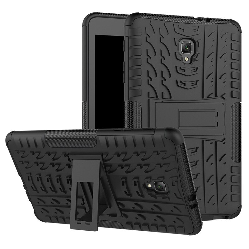 Heavy Duty 2 in1 Hybrid Anti-knock Rugged Durable Shockproof Case For Samsung Galaxy Tab A 8.0 T380 T385 case+film+pen: black