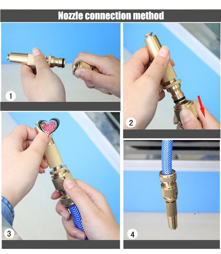 Brass High Pressure Hose Nozzle Squirt Water Gun Direct Spray Sprinkler Quick Connector for Home Garden Watering Car Wash Gun