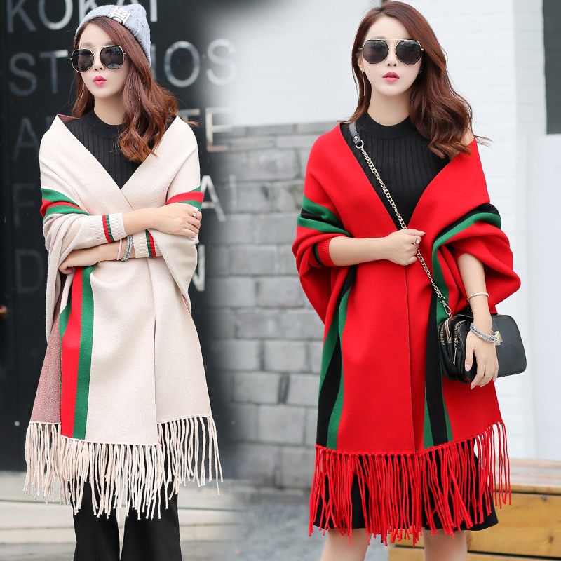 Cardigan Winter Women's Tassel Wrap Swing Cardigan Knitted Oversized Sweater Scarf Women's Sweater Blouse Plus Size