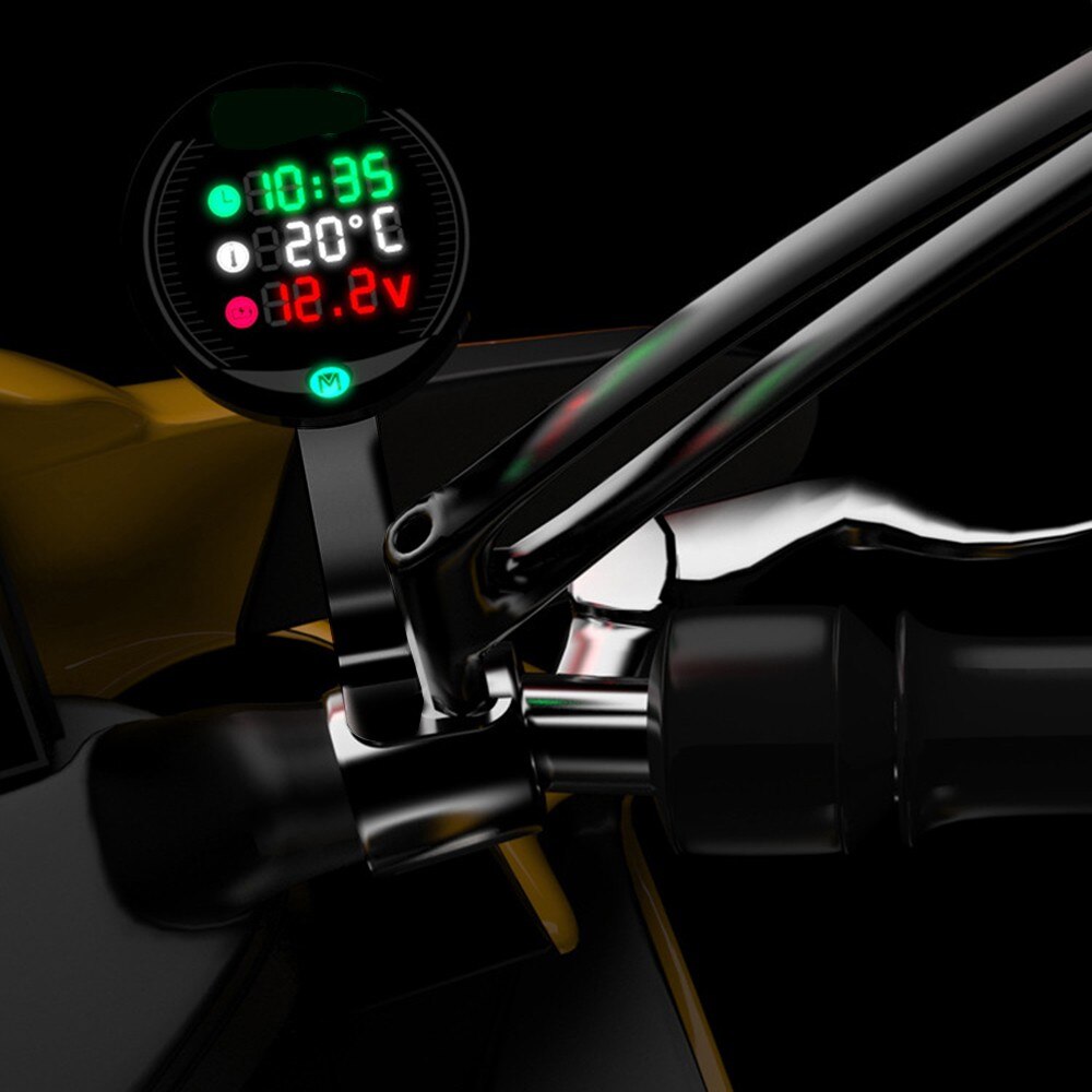 Vanntett nattesyn motorsykkel voltmeter volt måler vise tabell ledet motor temperaturmåler vann temp måler