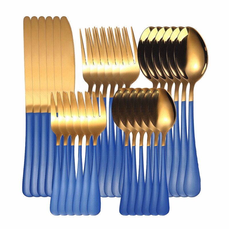 Gold Cutlery Set Stainless Steel Cutlery Set Golden 30Pcs Full Tableware Fork Spoon Knife Western Dinnerware Set Complete