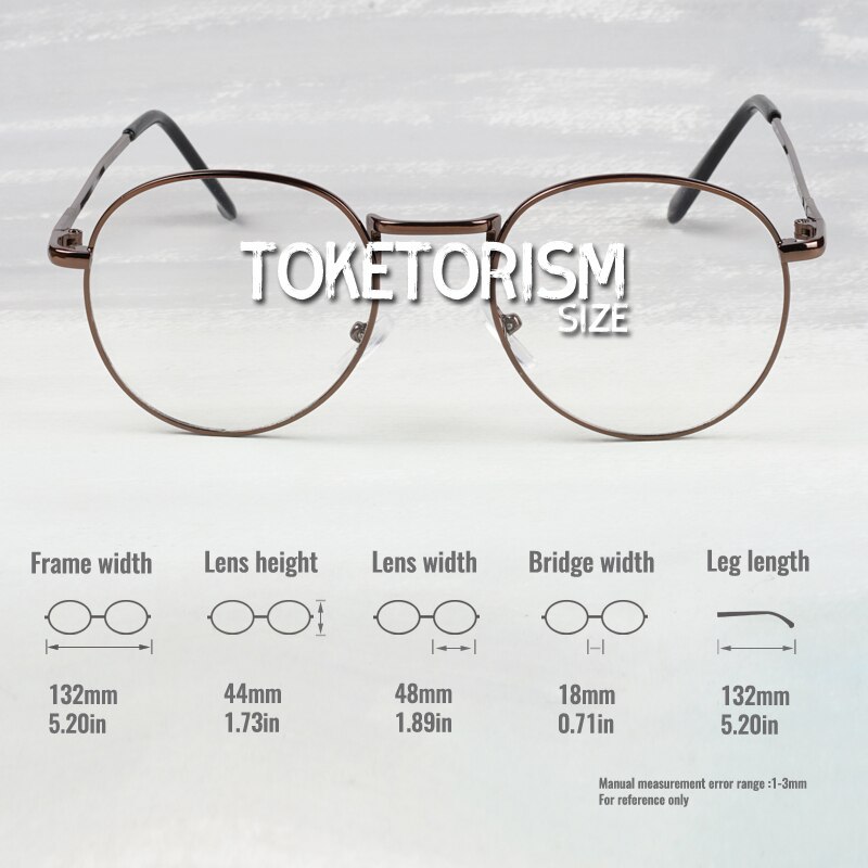Toketorism metal frame round glasses for women men prescription eyeglasses