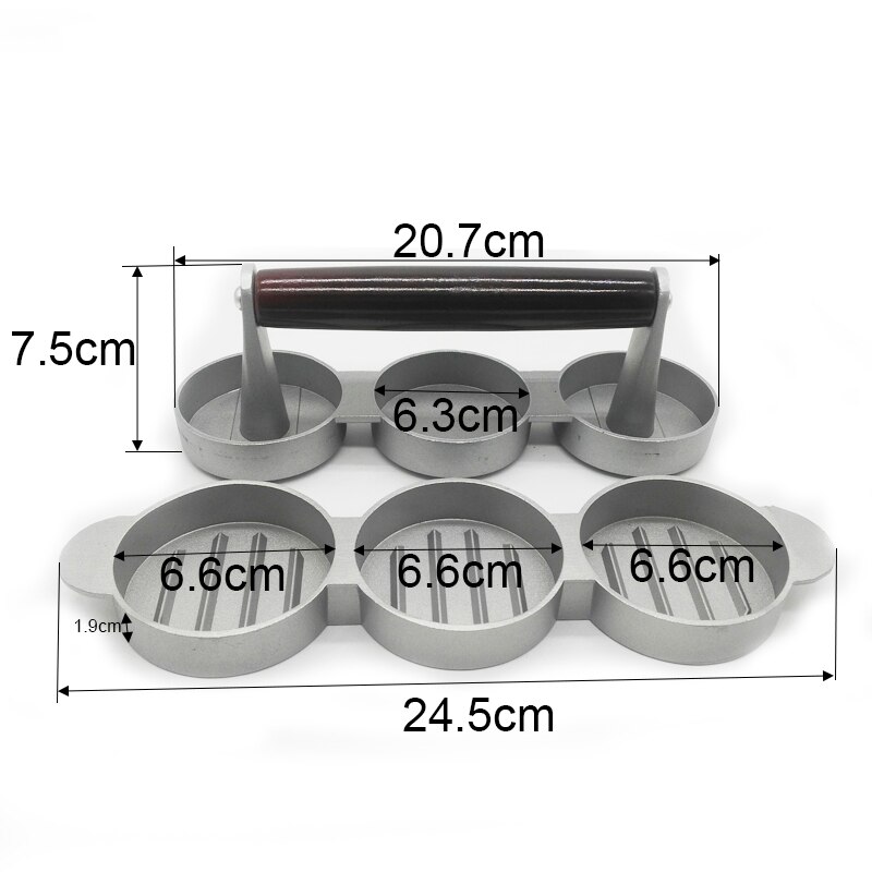 Hamburger Presse Runde bilden Aluminium Legierung 11,9 cm Hamburger Fleisch Rindfleisch Grill Burger Presse Patty Hersteller bilden Fleisch Werkzeuge: 3Mini Burger Drücken Sie