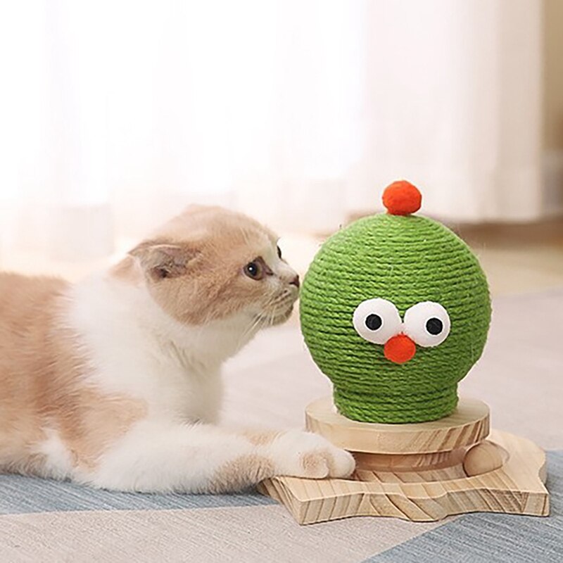 Katze Scratcher Spielzeug Kaktus Katze Kratzen Ball Massivholz Basis Spur Spielzeug Interaktive Katze Spielzeug Bälle Spaß für Katzen und kätzchen