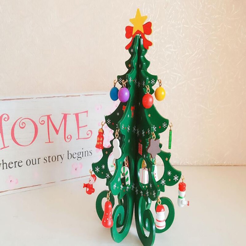 Make DIY three-dimensional wooden Christmas tree scene layout Christmas tree children handmade Christmas decorations