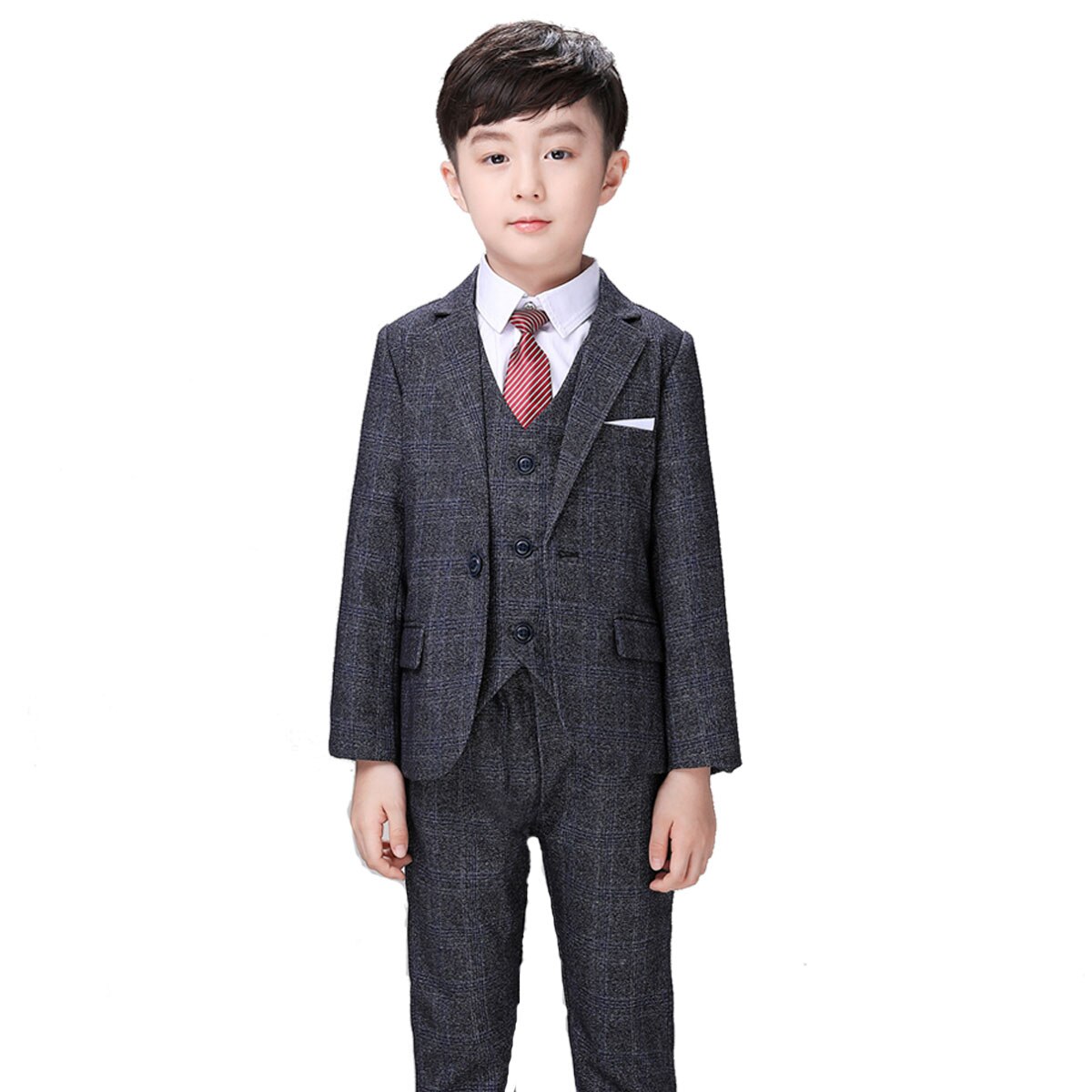 Kids Jongens Trouwpak Kinderen Bloem School Prestaties Blazer Formele Party Smoking Dress Kostuum Peuter Gentleman Sets 5Pcs