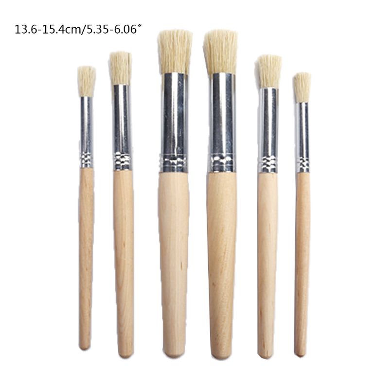 6 pièces/ensemble aquarelle peinture pochoir brosse taille différente manche en bois enfants étudiant Art fournitures