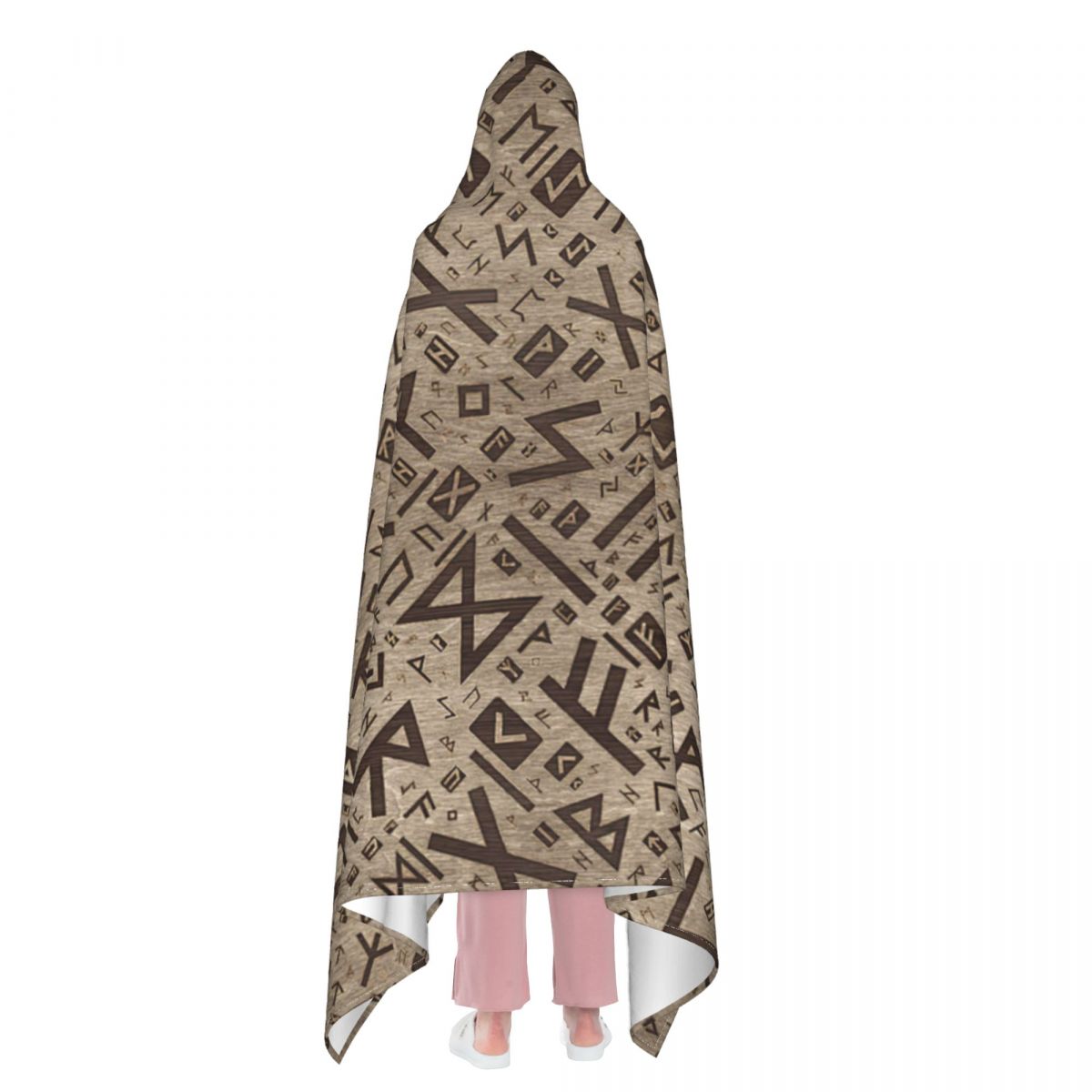 Elder Runes - Futhark Pattern Gold Framed On Wood Hooded Blanket 3D full print Wearable Blanket Adults Kids style