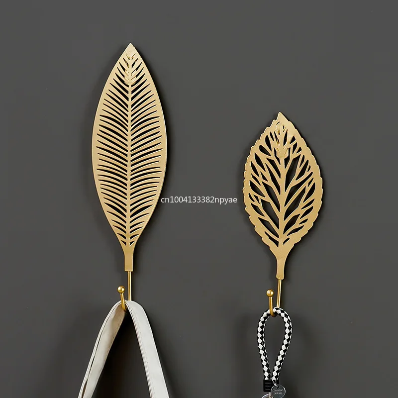 Ganchos de Metal con forma de hoja dorada, colgador de pared, estante de almacenamiento colgante para toallas, ropa, decoración del hogar y el baño, organizador, ganchos de pared, 1 ud.
