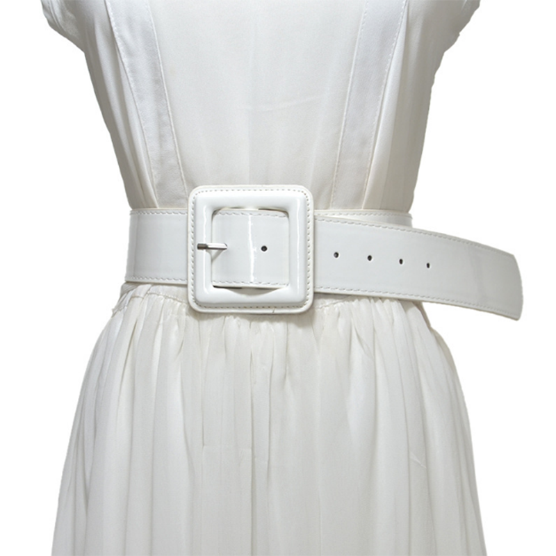 Cinturón ancho de charol para mujer, cinturón ancho con hebilla, accesorio para vestido, corsé, faja