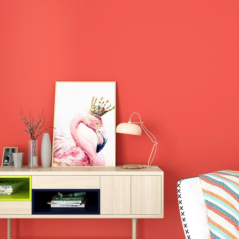 Red wallpaper solid solid color modern simple living room bedroom wine red TV background retro wallpaper