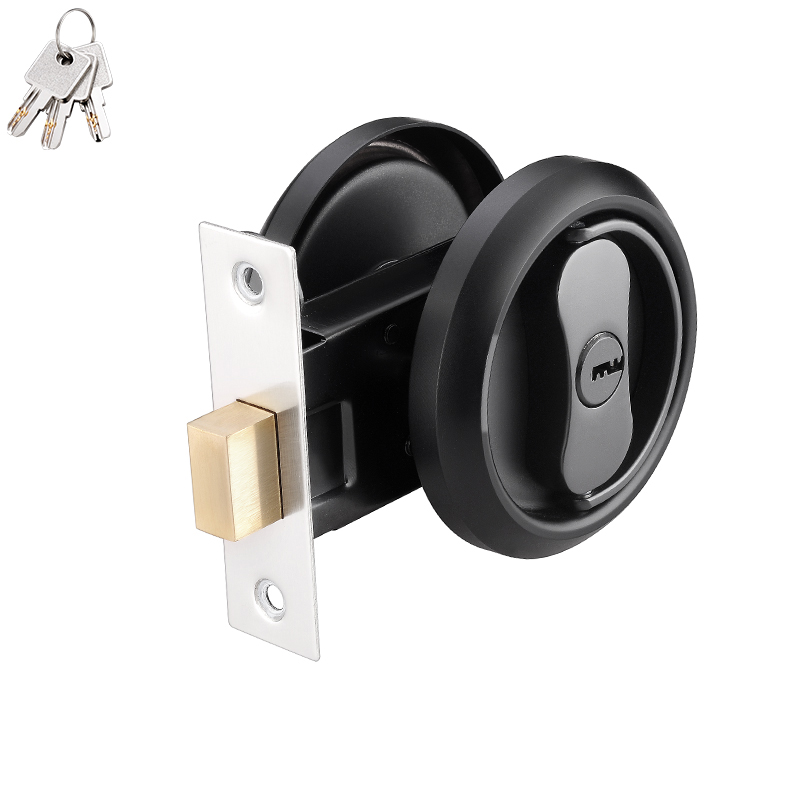 Stainless Steel Double-Sided Pull Ring Lock With Key Sliding Door Lock Invisible Door Lock Multiple Types Available: MULTI