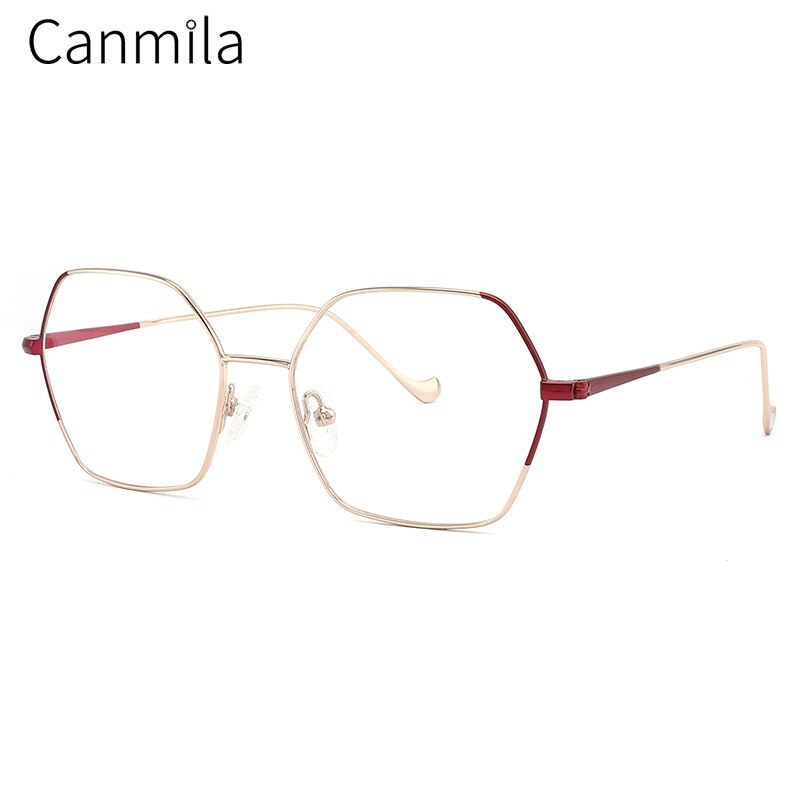 Montura de gafas grandes ultraligeras de lujo para mujer, anteojos ópticos de Metal Vintage con prescripción de miopía, polígono, Canmila BOM1128: C1