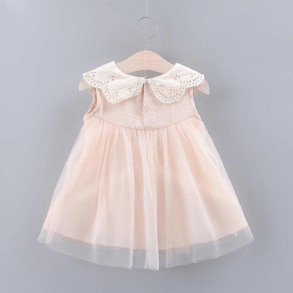 Toddler Kid Baby Girl Solid Bow Lace Tulle Party Princess Dress Clothing