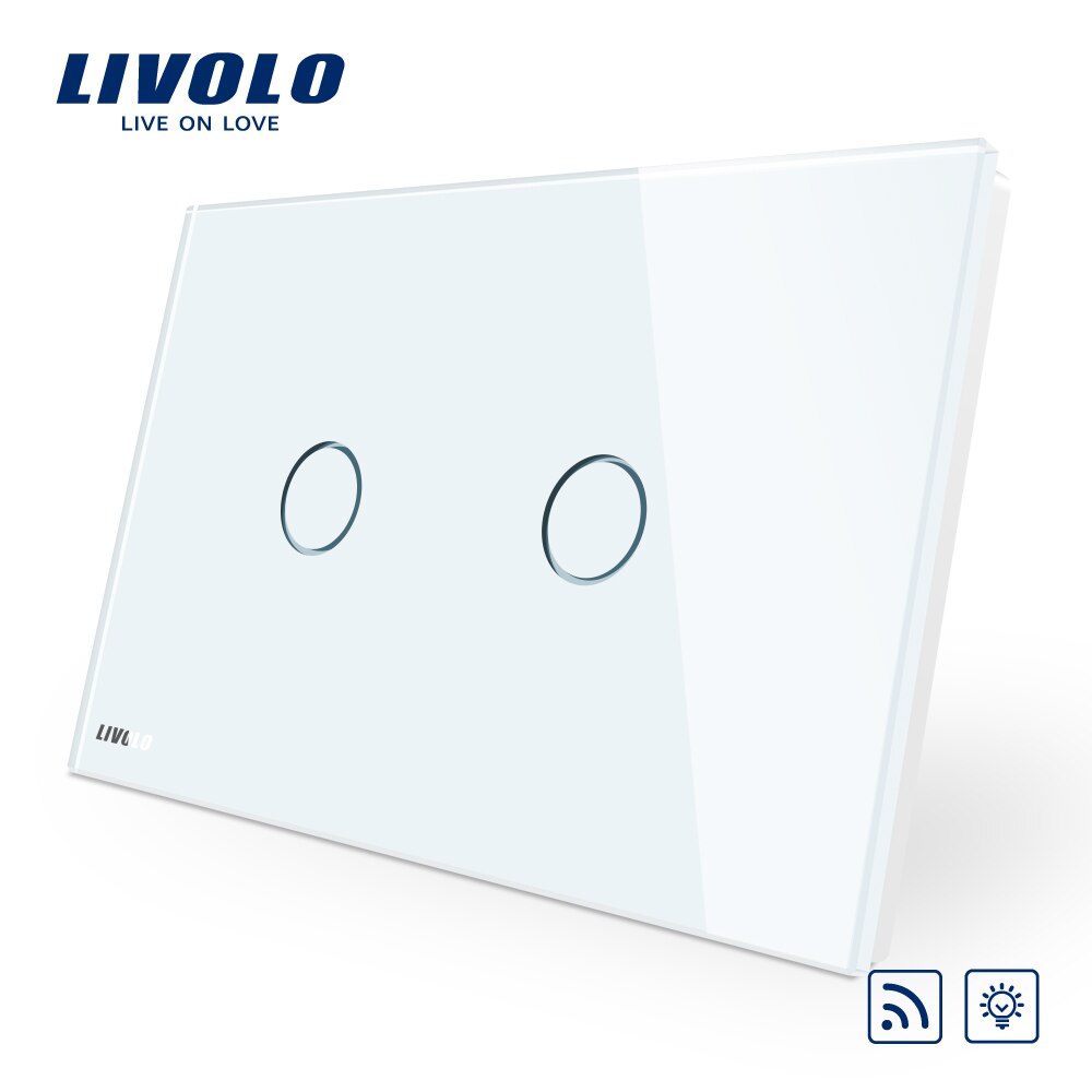 LIVOLO Wall Switch Ivory White Glass Panel, AU US C9 Standard Touch Light Switch with LED indicator,dimmer remote control