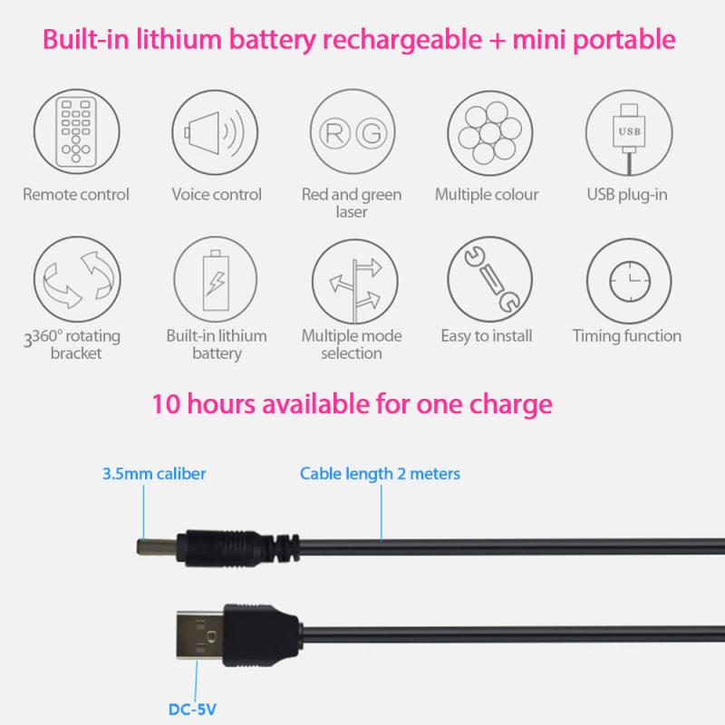 UV Mini Stage Light Strange Projection Light 120 Patterns Mixed LED Dream Rotating Flash DC5V/1A~2A Projection Lamp