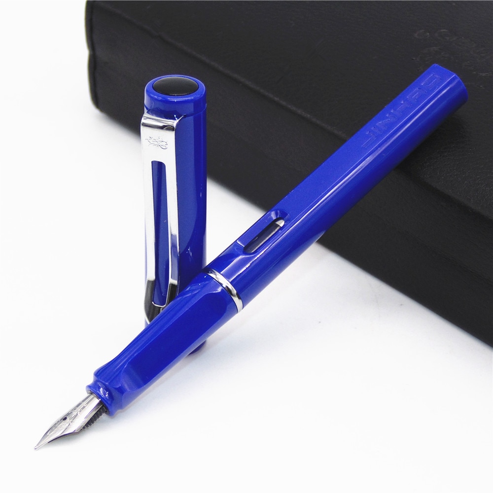 JINHAO 599 Blue Student Quadrilateral Calligraphy Medium Nib Fountain Pen
