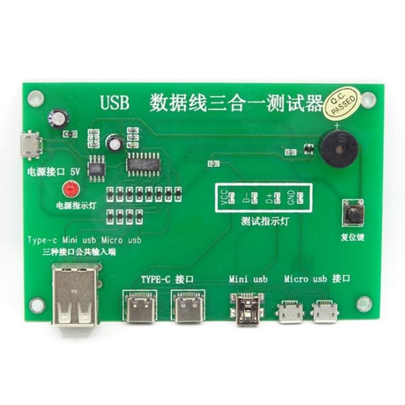 Usb Kabel Tester, data Wire Test Armatuur Precieze Type-C/Mini Usb/Micro-Usb Usb Kabel Tester Oplaadkabel tester: Default Title
