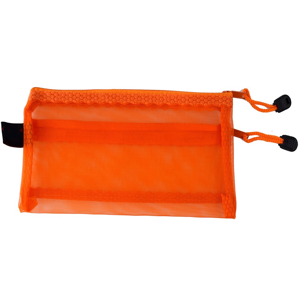 A6 Double Zipper Mesh Pouch Pencil Pen Document Bag Storage Pouch Travel Stationery Holder Office Supplies Travel Accessories: Orange