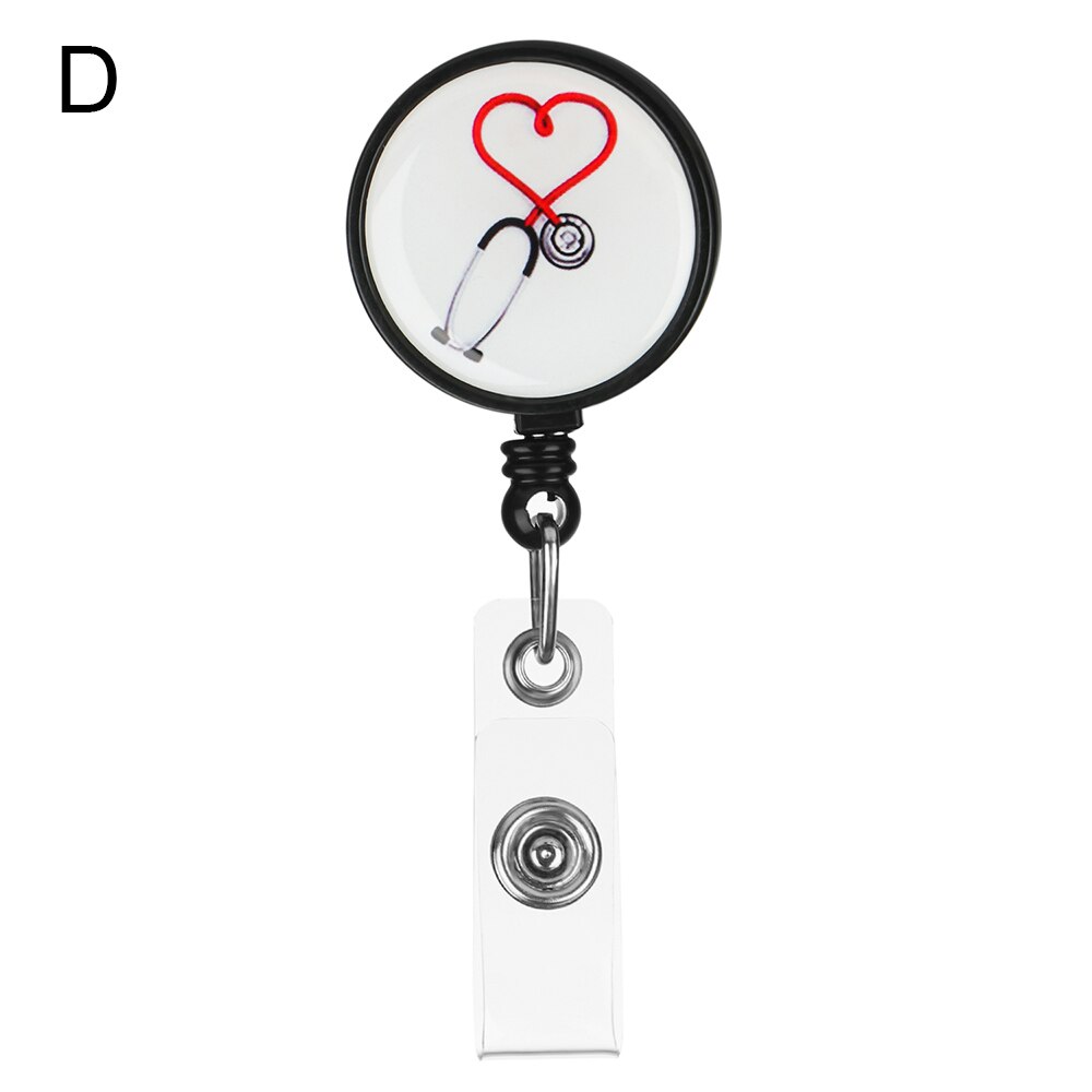1Pcs Intrekbare Verpleegkundige Badge Houder Grappige Reel Werk Tag Met Alligator Clip Naam Card Plaat Id Card Houders kantoorbenodigdheden: D