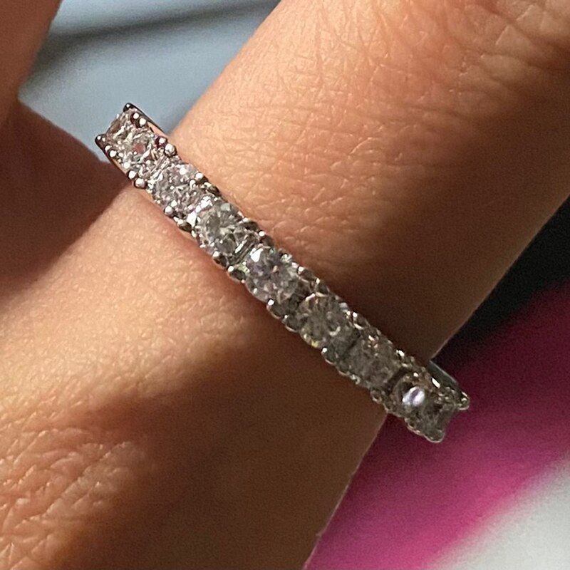 Luxe Zilver Kleur Zirconia Half Cirkel Pave Ringen Wedding &amp; Engagement Ring Sieraden Voor Vrouwen ZYR589