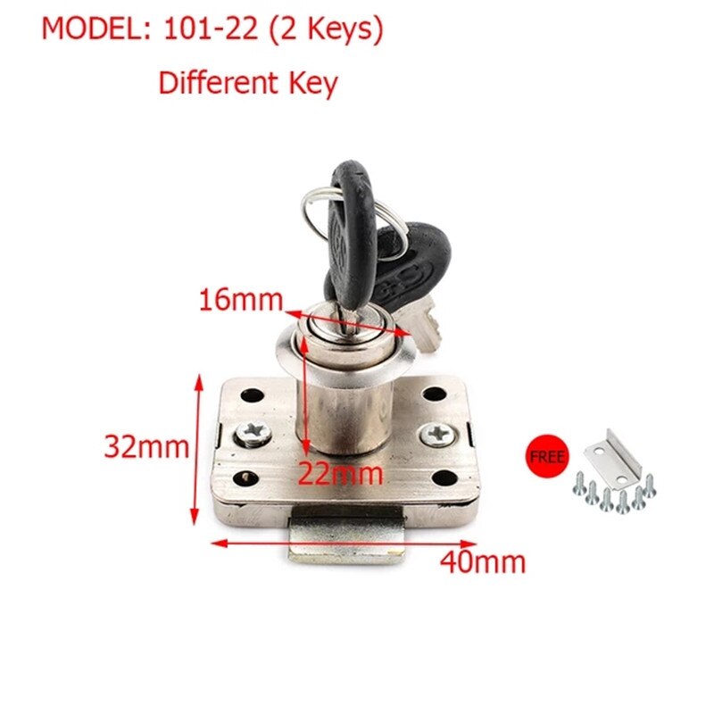 High-grade Desk Drawer Lock Wardrobe Locks Cabinet Locks Furniture Cam with 2 Keys Rolled Steel Mailbox Office Letter Box DIY: 101-22