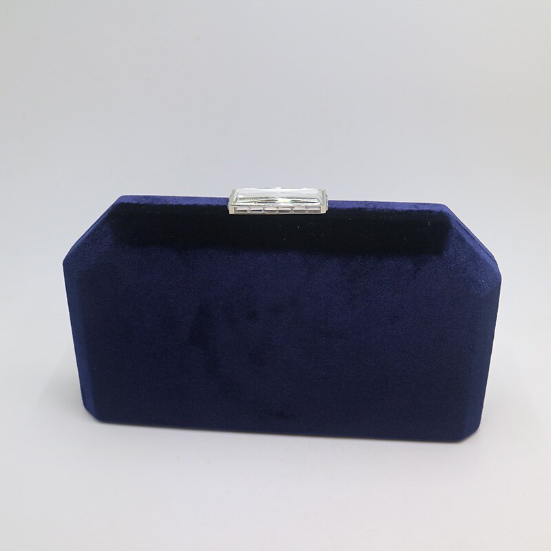 Dark Green Velvet Hard Case Box Clutch Evening Bags and Clutch Purses Handbags with Shoulder Chain for Ball Party Prom: A-Navy