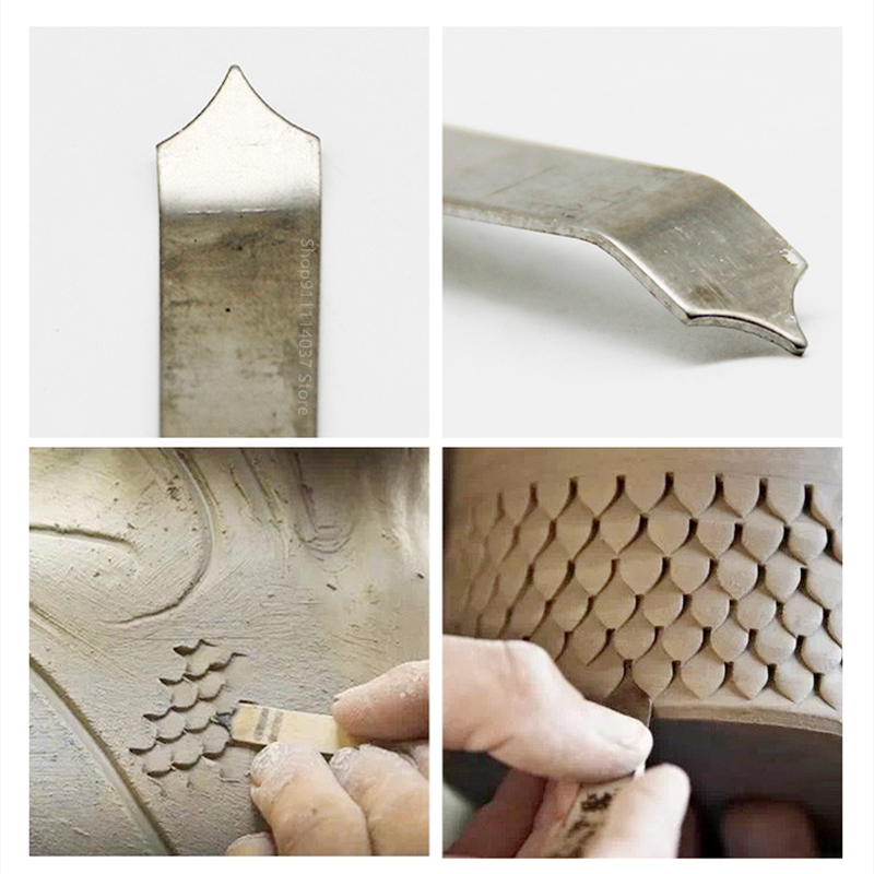 Pottery Clay Tool Fish Scale Texture Make Modeling Carving Blade DIY Hand Kneading Carving Roof Dragon Scale Texture Making Tool