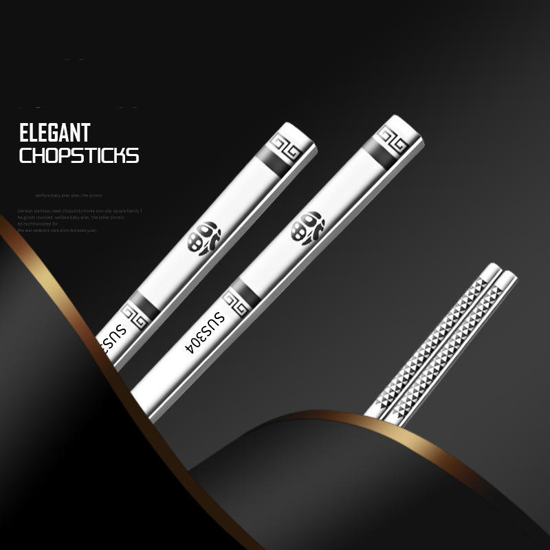 Vacclo 1pair 304 Stainless Steel Chopsticks Titanium Plated Gold Colorful Non-slip Square Household Stainless Steel Tableware