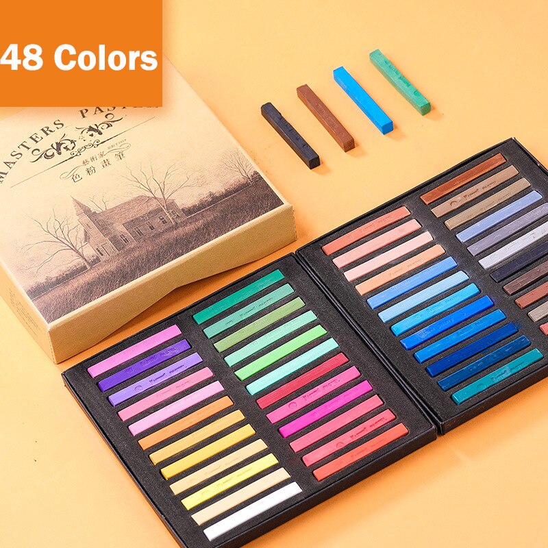 Marie&#39;s Painting Crayons Soft Pastel Set Square Pastels Chalks Square Artist Pastel Set Box of 12/24/36/48 Assorted Colors: 48 Colors