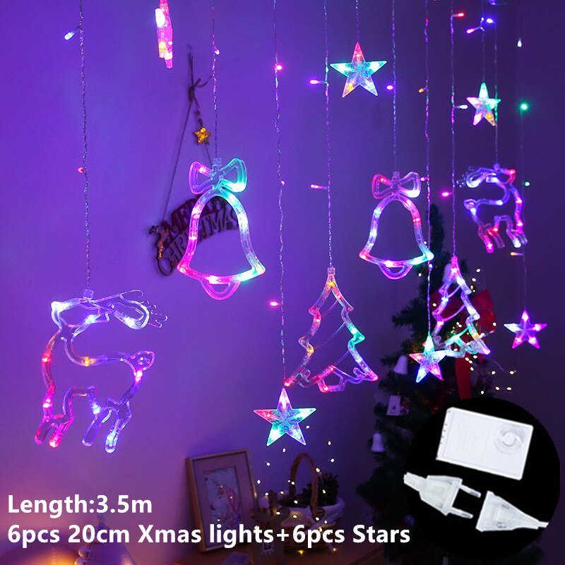 Guirlande lumineuse LED en forme de lune et d&#39;étoile, luminaire décoratif d&#39;intérieur et d&#39;extérieur, idéal pour un jardin ou un Patio, ou comme décoration de noël, 220V, ue: Elk - Changeable new