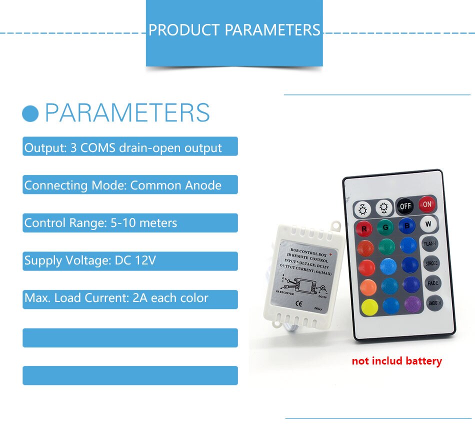 RGB LED RF Infrared Wireless Controller DC 12V 24 Key IR Remote Control 12V For Led Strip 2835 3528 With Box Receiver