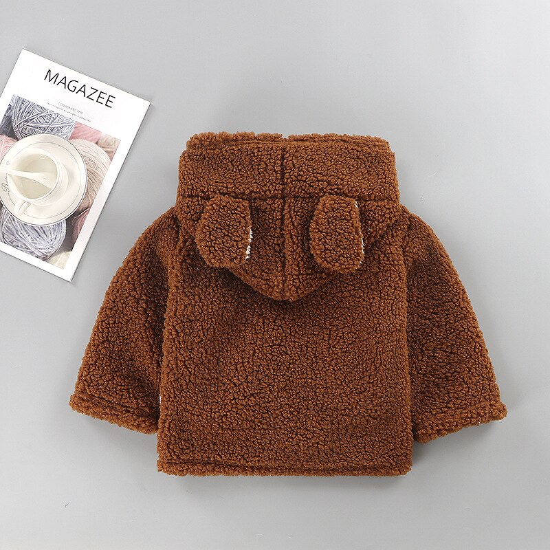 Nyfødt babytøj efterår vinter varm hættejakke frakke til 1-3 år småbørn børn dreng piger tegneserie bjørn overtøj fleece: Brun / 110cm