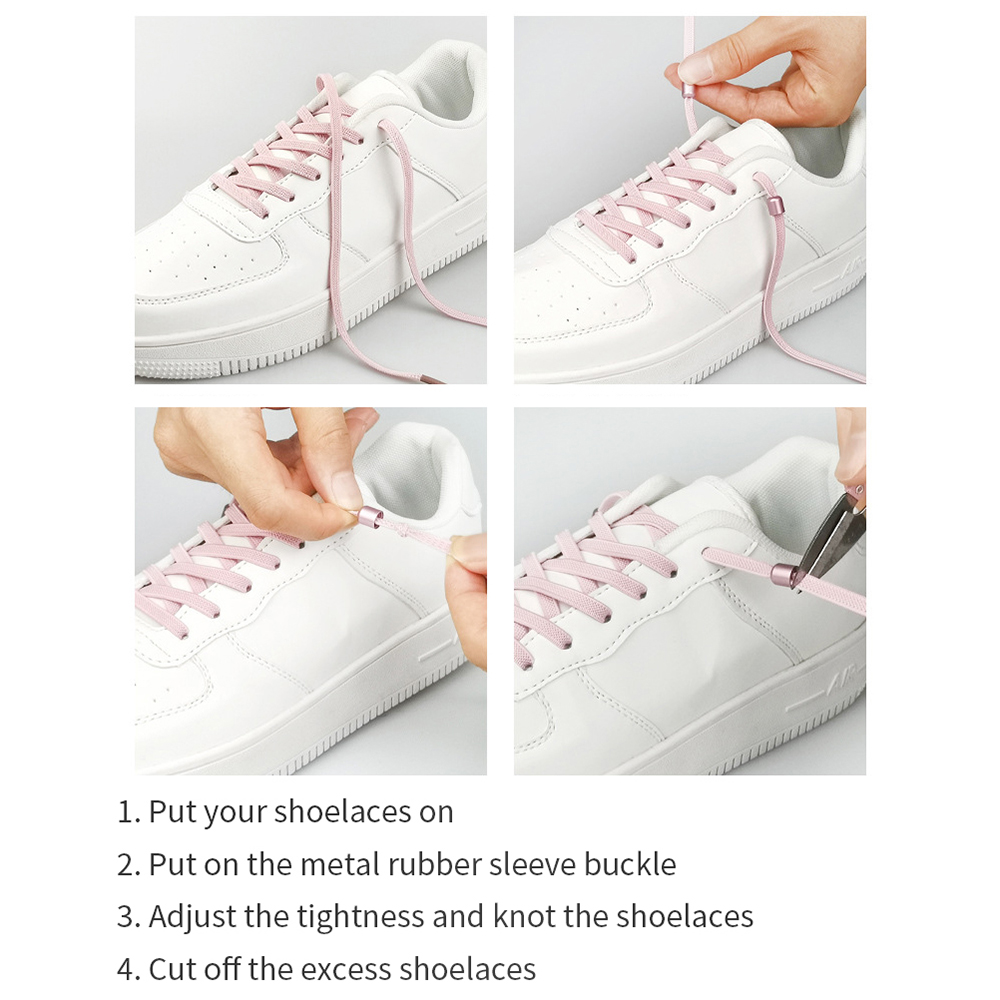 Lacets plats élastiques pour femmes et hommes, faciles à porter, faciles à assortir, chaussures blanches décontractées pour enfants, lacets colorés