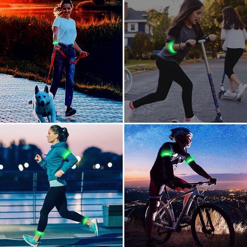 Jabs usb-led-armband, , 4er- pack, reflektierendes led-armband, laufarmband, lichtstreifen für joggen und laufen