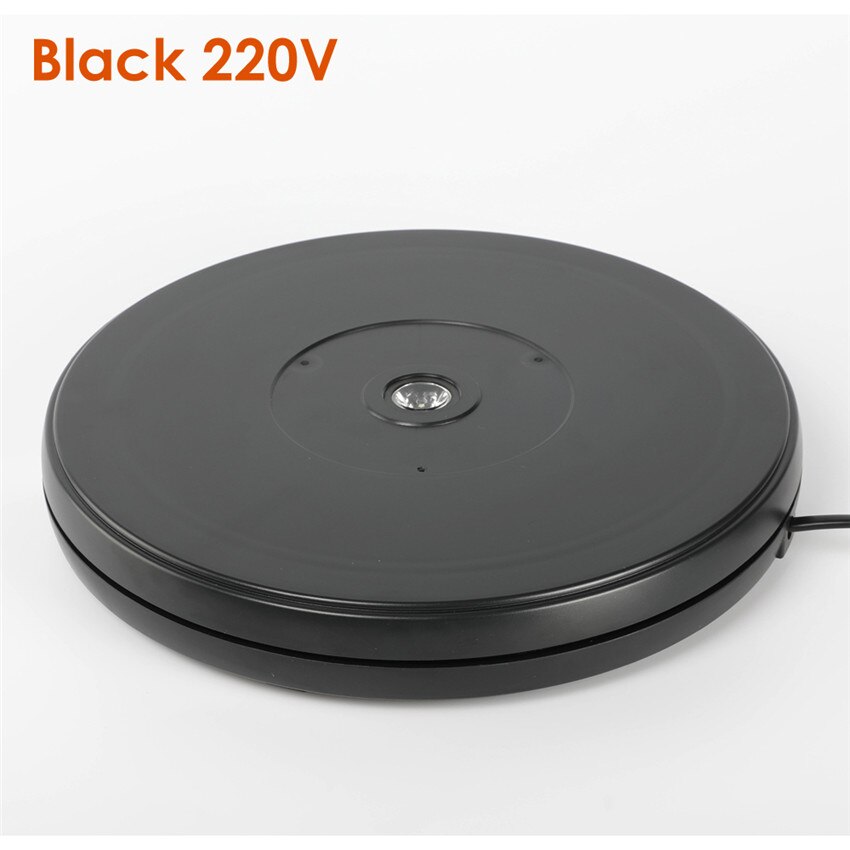Photo 360 Degree Electric Rotating Turntable 10" 25cm Led Light Black White for Photography Studio, Max Load 10kg, 220V / 110V: Black 220V