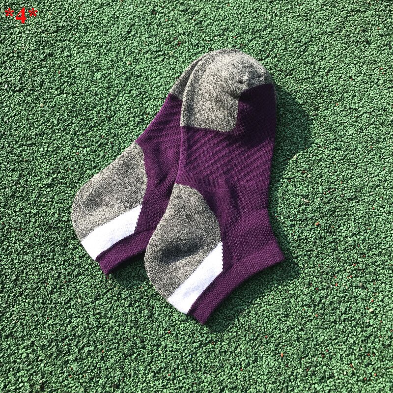 Men Running Cotton Sport Compression Socks Outdoor Cycling Breathable Basketball Socks Calcetines Ciclismo Hombre Profesional: Purple