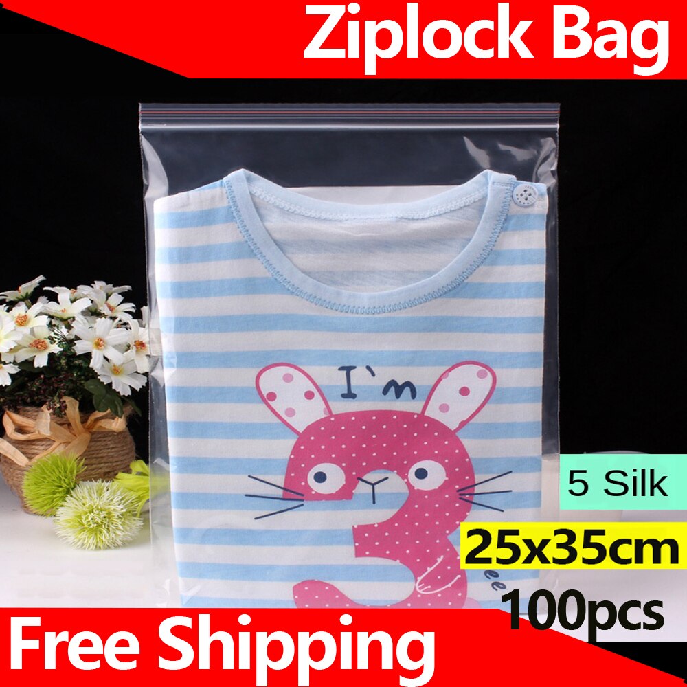 Ziplock Zak Grote Transparante Plastic Zak Plastic Verpakking Zak 25X35Cm 0.05Mm Pe Plastic Verzegelde Zak Plastic voedsel Zakken 100 Stuks