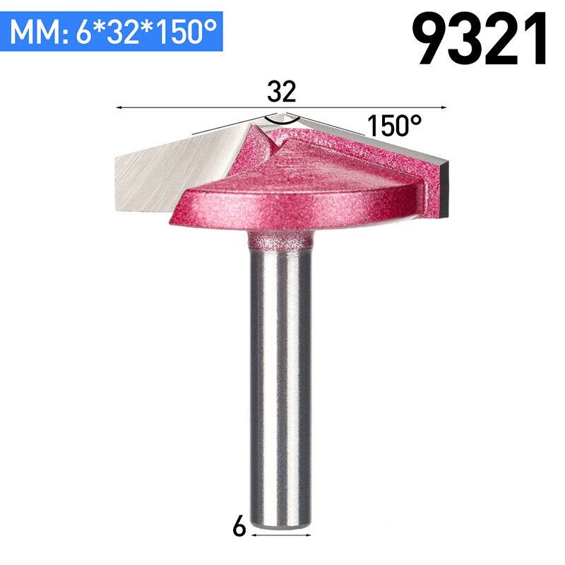 Huhao 1 Pc 6 Mm V Bit Cnc Vhm Mill 3D Frezen Voor Hout Tungsten Houtbewerking Mdf frees 60 90 120 150 Graden: 9321