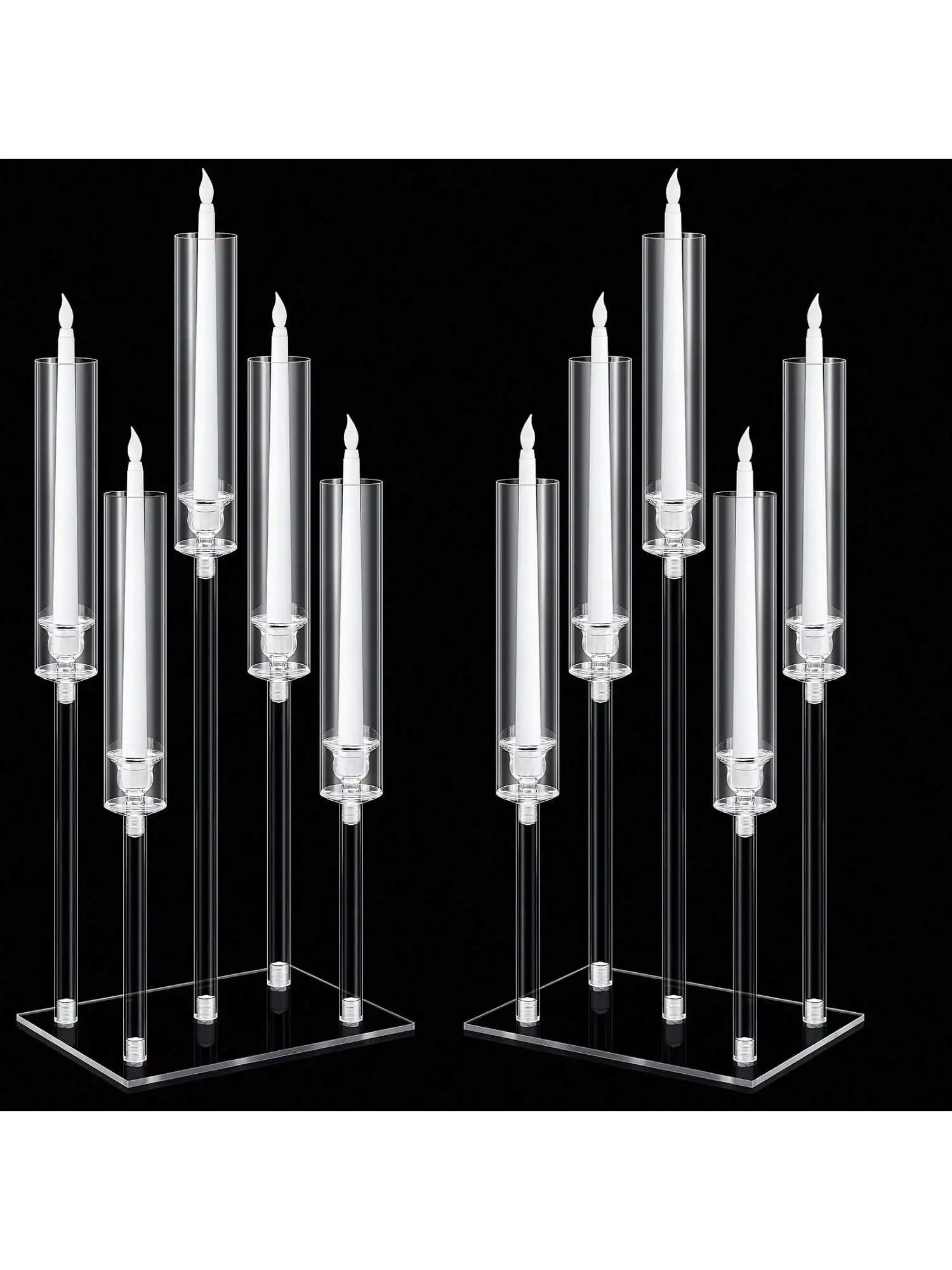 Acrylic Candelabra Centerpieces 5 Arm Clear Candelabra Candle Holder Crystal Taper Candlestick