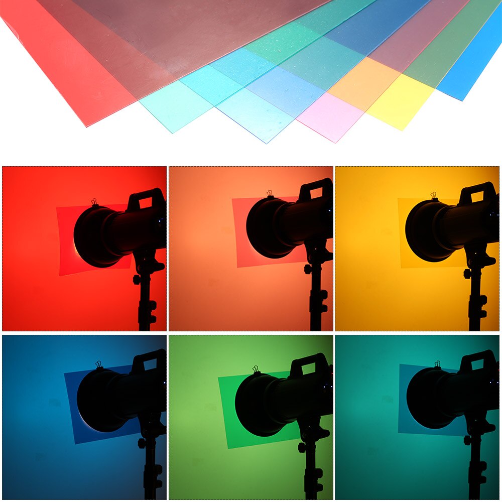 Andoer 6 stuks 25*20cm transparante verlichtingskleurcorrectiegelvellen kleurfilters voor flitslicht speedlite filterset