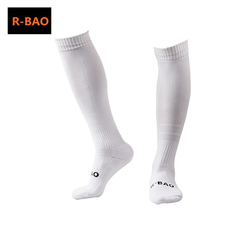 R-bao et par fodboldsokker fodboldsokker mænd sport spil træning chaussette fodbold calcetines meia futebol: Hvid