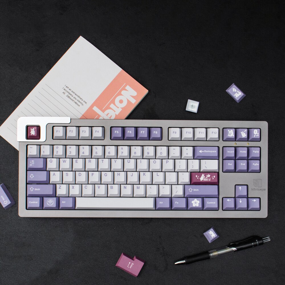 Gmk tuzi keycaps 138 keys cherry profile pbt dye-sub keycaps för mx switch mekaniskt tangentbord lila serie key caps