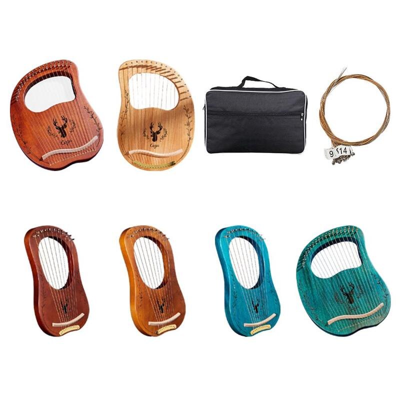 Lyre Piano-ARPA de madera de caoba de 19 cuerdas para instrumento Musical, 16 cuerdas de repuesto y llave inglesa de afinación con C8A4