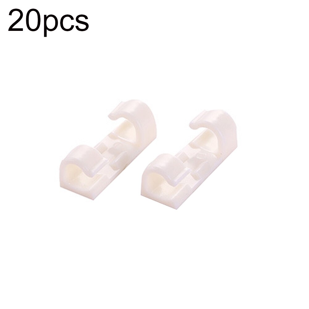 20pcs Self-Adhesive Cable Clips Cable Organizer Clips Cord Management Wire Holder Power Cords Charging Lines USB Cable Winder: White