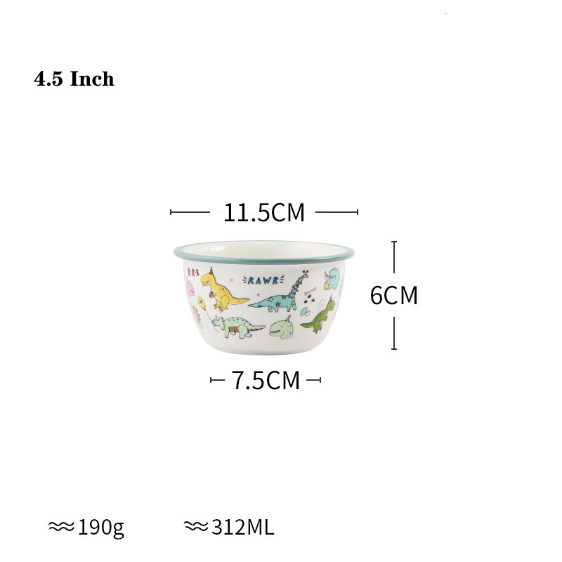 Utensils for Kitchen Child Ceramic Tableware Set Cartoon Dinosaur Pattern Plate Saucer Kids Cute Bowl Dishes Children Dinnerware: 4.5 Inch