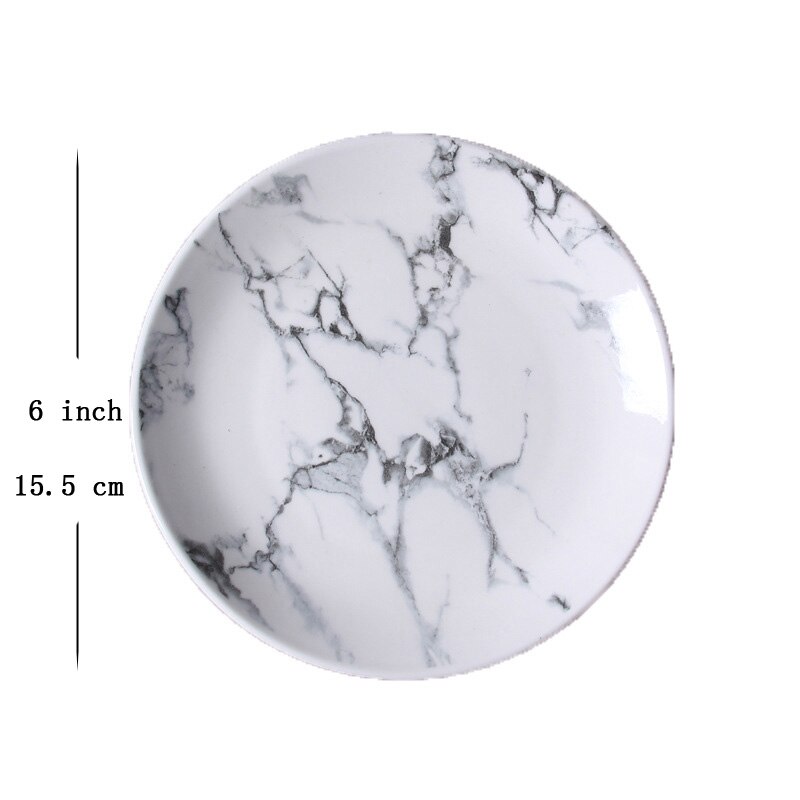 Kwartel 10 Inches Diner Plaat, Keramische Schalen en Borden Sets, Marmer Mok/Plaat, keramische Marmer Servies, Lepel, Kom, Koffie Set: 6 inch plate