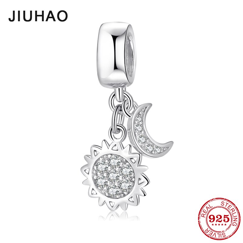 Amore ardente 925 sterlina d'argento sole luna elemento frizzante CZ Pendenti E Ciondoli in forma Originale Del Progettista Dei Braccialetti di Fascino per Le Donne Gioielli FAI DA TE